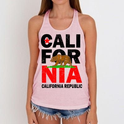 Cali California Republic Logo Women's Knotted Racerback Tank