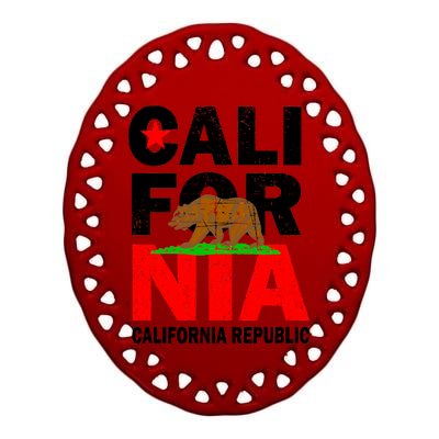 Cali California Republic Logo Ceramic Oval Ornament