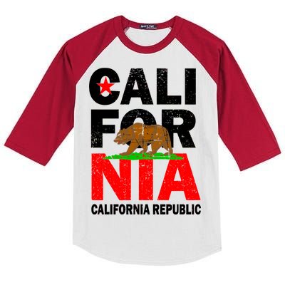 Cali California Republic Logo Kids Colorblock Raglan Jersey