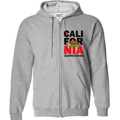 Cali California Republic Logo Full Zip Hoodie