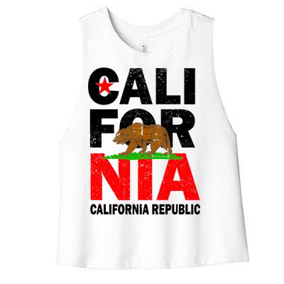 Cali California Republic Logo Women's Racerback Cropped Tank