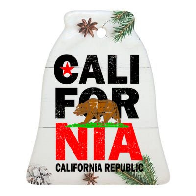 Cali California Republic Logo Ceramic Bell Ornament