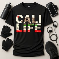Cali Life Logo Flag Cooling Performance Crew T-Shirt