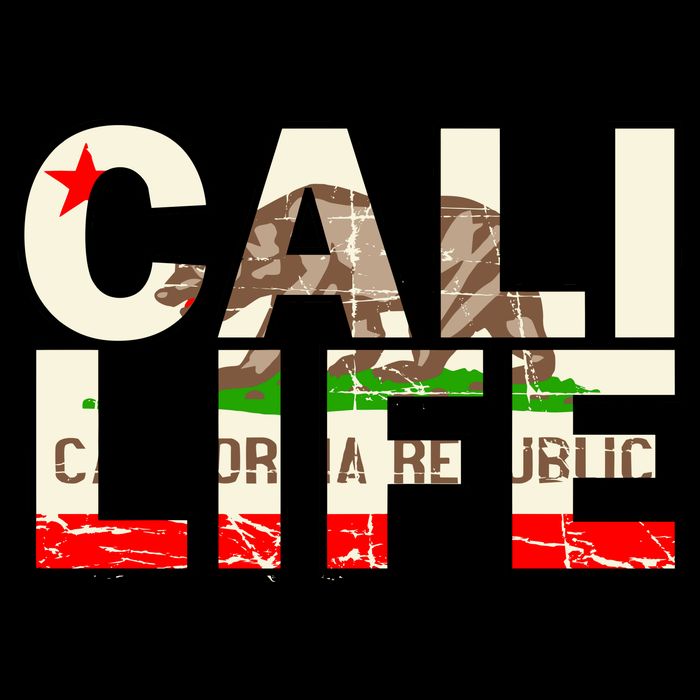 Cali Life Logo Flag Cooling Performance Crew T-Shirt