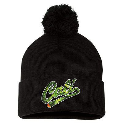 Cali Weed Pom Pom 12in Knit Beanie
