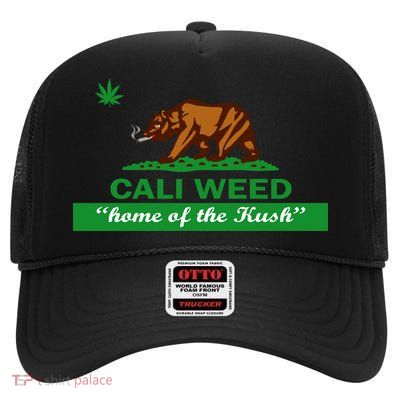 Cali Weed California Republic Flag High Crown Mesh Back Trucker Hat