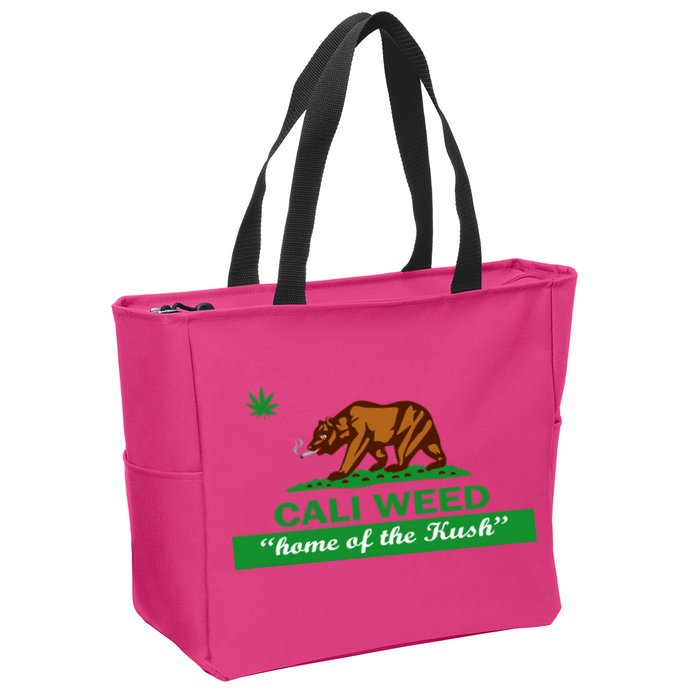 Cali Weed California Republic Flag Zip Tote Bag