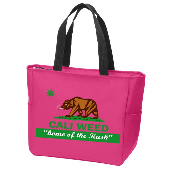 Cali Weed California Republic Flag Zip Tote Bag