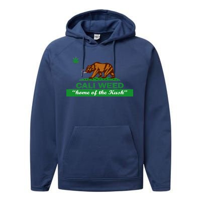 Cali Weed California Republic Flag Performance Fleece Hoodie