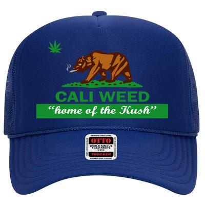 Cali Weed California Republic Flag High Crown Mesh Back Trucker Hat