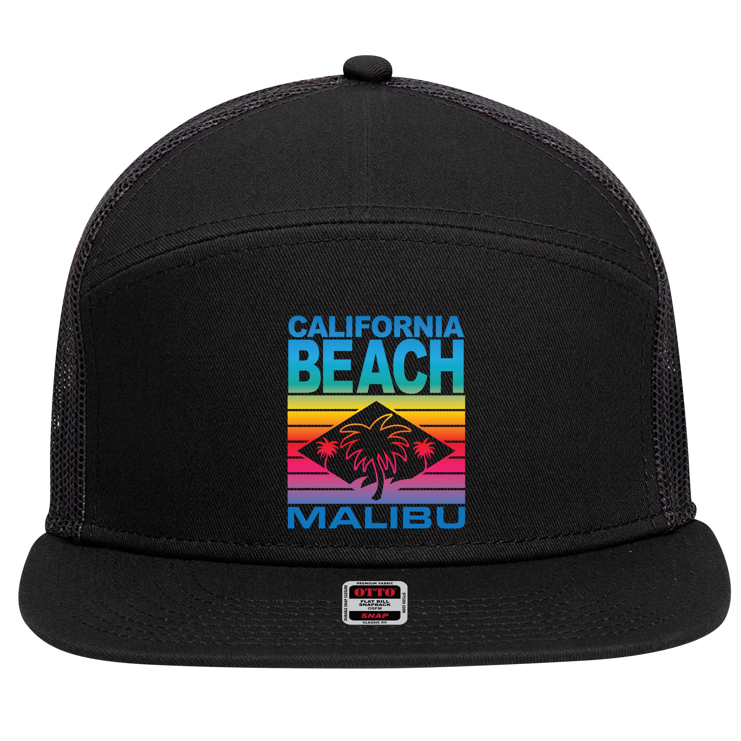 California Beach Retro Vibes 7 Panel Mesh Trucker Snapback Hat