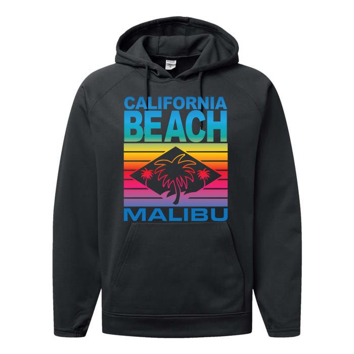 California Beach Retro Vibes Performance Fleece Hoodie