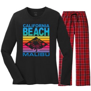 California Beach Retro Vibes Women's Long Sleeve Flannel Pajama Set 