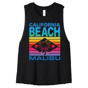 California Beach Retro Vibes Women's Racerback Cropped Tank