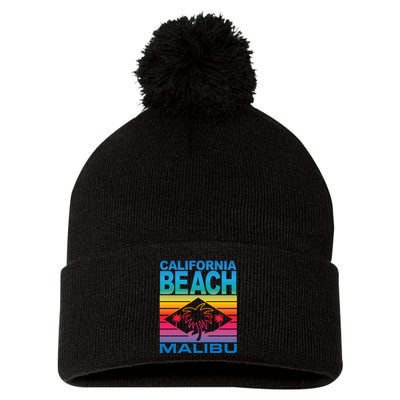 California Beach Retro Vibes Pom Pom 12in Knit Beanie