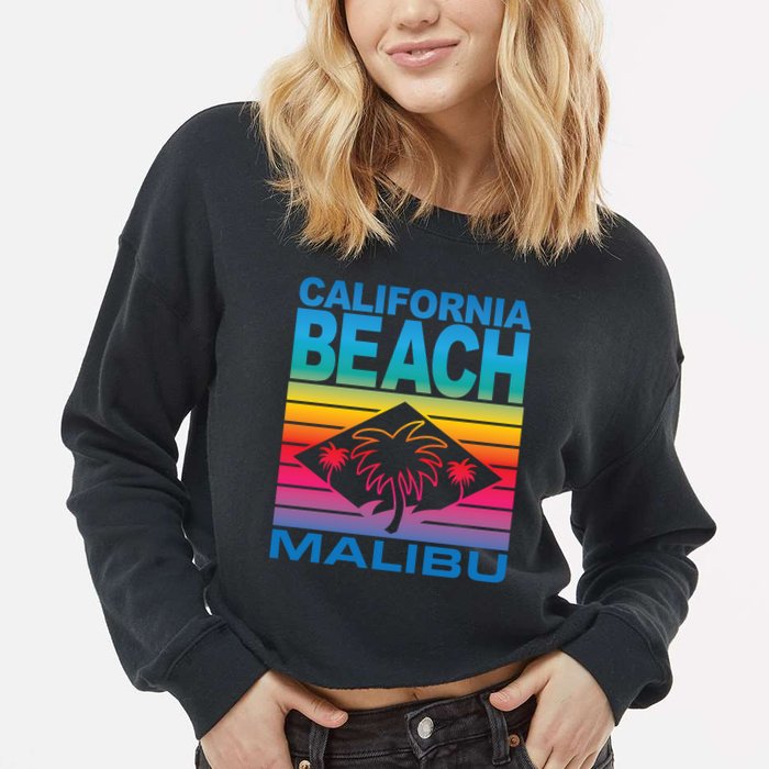 California Beach Retro Vibes Cropped Pullover Crew