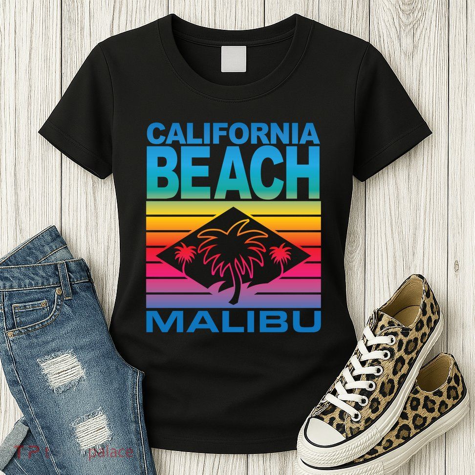 California Beach Retro Vibes Womens T-Shirt