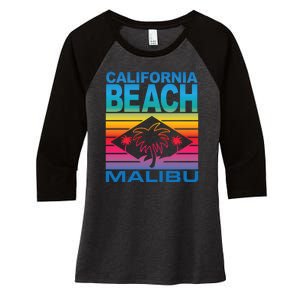 California Beach Retro Vibes Women's Tri-Blend 3/4-Sleeve Raglan Shirt