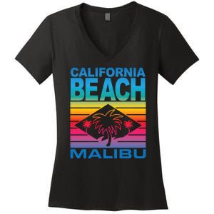 California Beach Retro Vibes Women's V-Neck T-Shirt