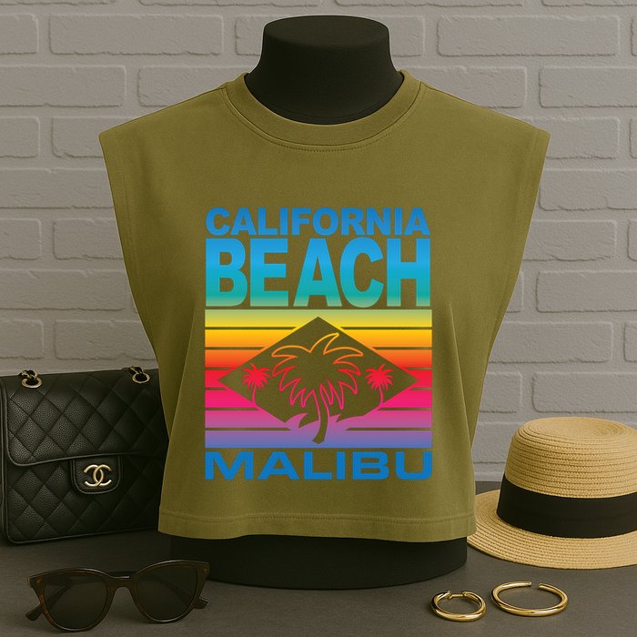 California Beach Retro Vibes Garment-Dyed Women's Muscle Tee