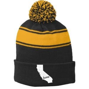 California Cali Home State Stripe Pom Pom Beanie