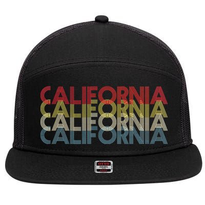 California Disco Lettering 7 Panel Mesh Trucker Snapback Hat