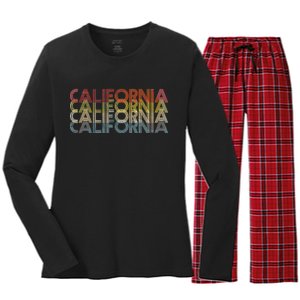 California Disco Lettering Women's Long Sleeve Flannel Pajama Set 