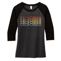 California Disco Lettering Women's Tri-Blend 3/4-Sleeve Raglan Shirt