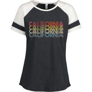 California Disco Lettering Enza Ladies Jersey Colorblock Tee