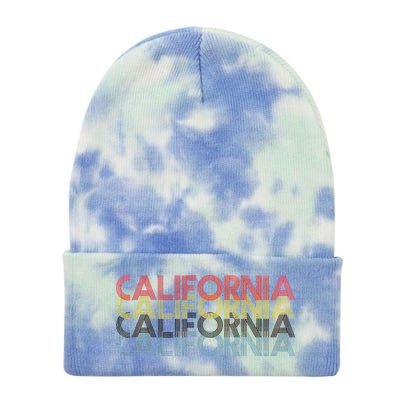 California Disco Lettering Tie Dye 12in Knit Beanie