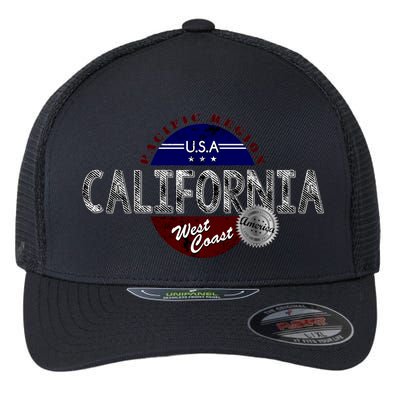 California Land of the Free Logo Flexfit Unipanel Trucker Cap