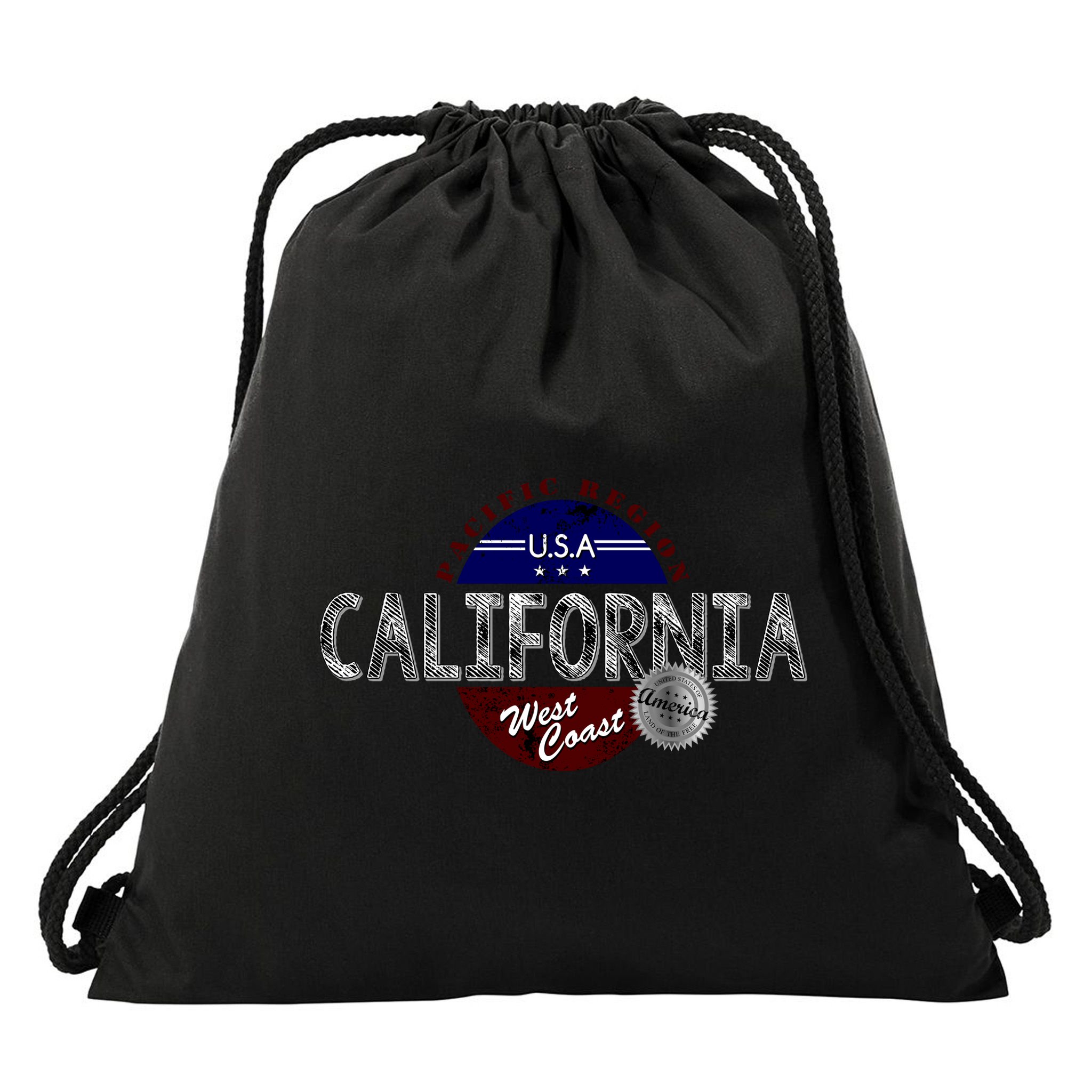 California Land of the Free Logo Drawstring Bag