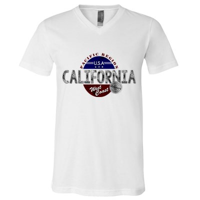 California Land of the Free Logo V-Neck T-Shirt