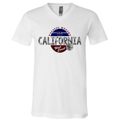 California Land of the Free Logo V-Neck T-Shirt