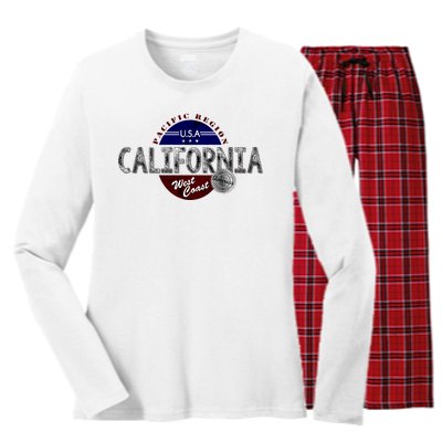 California Land of the Free Logo Women's Long Sleeve Flannel Pajama Set 