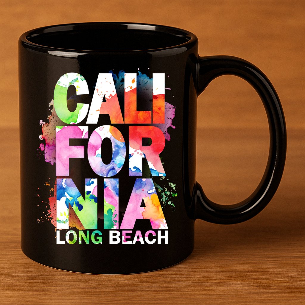 California Long Beach 11oz C Handle Ceramic Mug