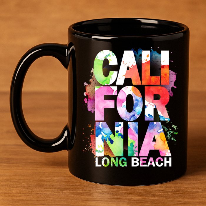 California Long Beach 11oz C Handle Ceramic Mug