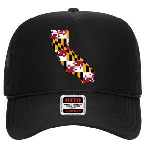 California Maryland Flag High Crown Mesh Back Trucker Hat