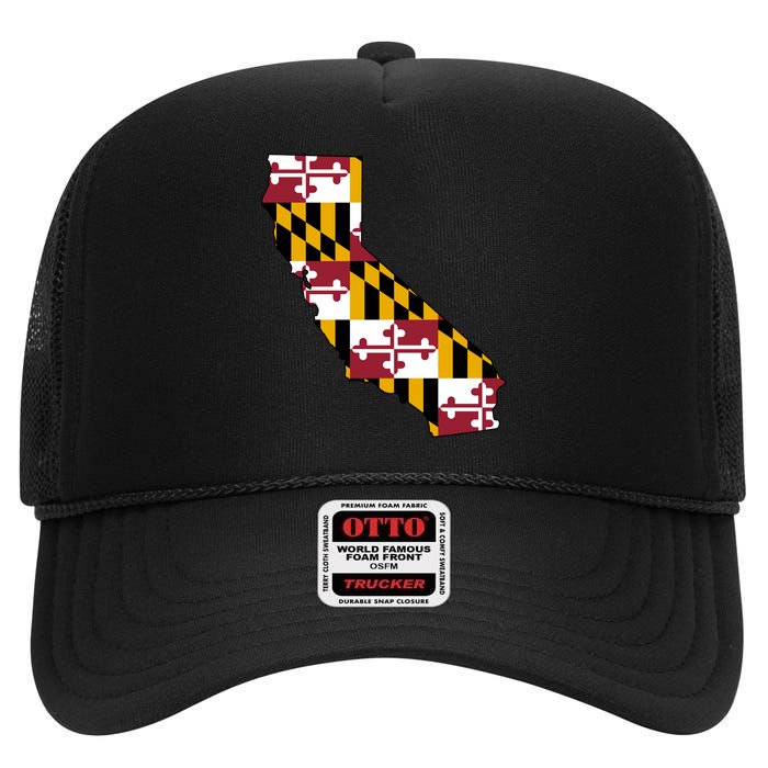 California Maryland Flag High Crown Mesh Back Trucker Hat