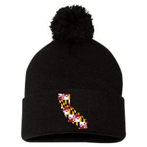 California Maryland Flag Pom Pom 12in Knit Beanie