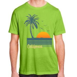 California Palm Tree Sunset Beach Adult ChromaSoft Performance T-Shirt