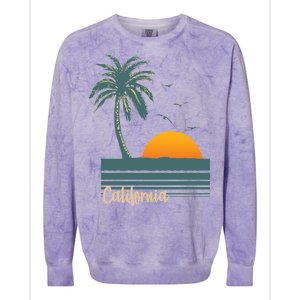 California Palm Tree Sunset Beach Colorblast Crewneck Sweatshirt