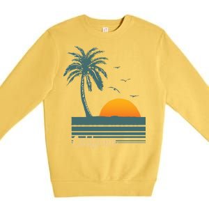 California Palm Tree Sunset Beach Premium Crewneck Sweatshirt