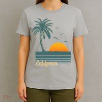 California Palm Tree Sunset Beach T-Shirt
