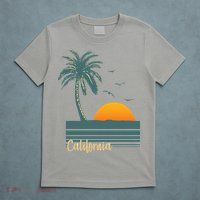 California Palm Tree Sunset Beach T-Shirt