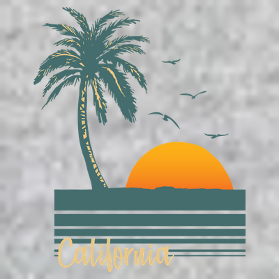 California Palm Tree Sunset Beach T-Shirt