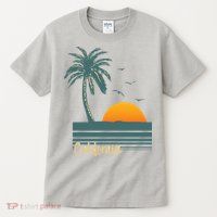California Palm Tree Sunset Beach Tall T-Shirt