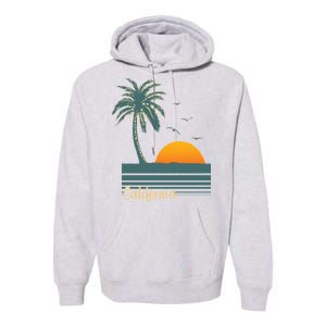 California Palm Tree Sunset Beach Premium Hoodie