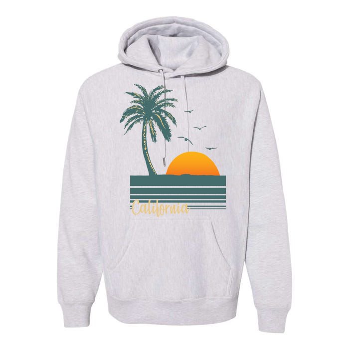 California Palm Tree Sunset Beach Premium Hoodie