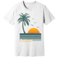 California Palm Tree Sunset Beach Premium T-Shirt
